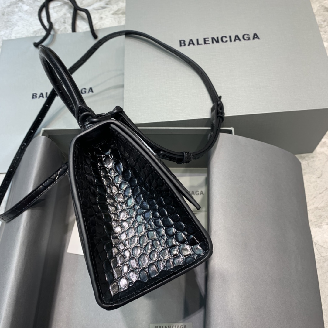 Balenciaga Hourglass Small Handbag Graffiti Shoulder Bag Black